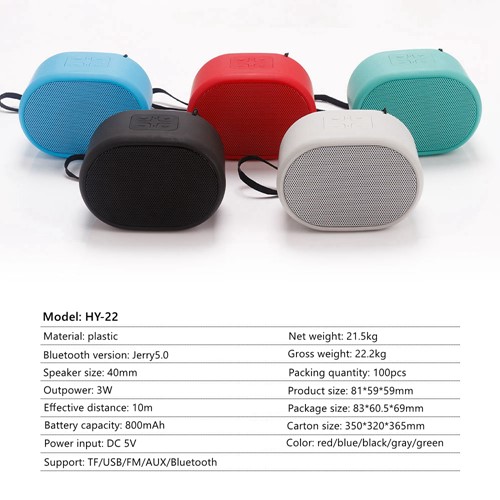 HY-22 Bluetooth Speaker 3W Heavy Bass Subwoofer Portable Wireless Loudspeaker 